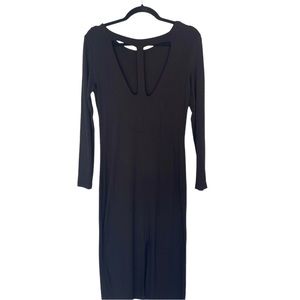 Asos Maternity Black Long Sleeve Bodycon Maxi Dress Size 8